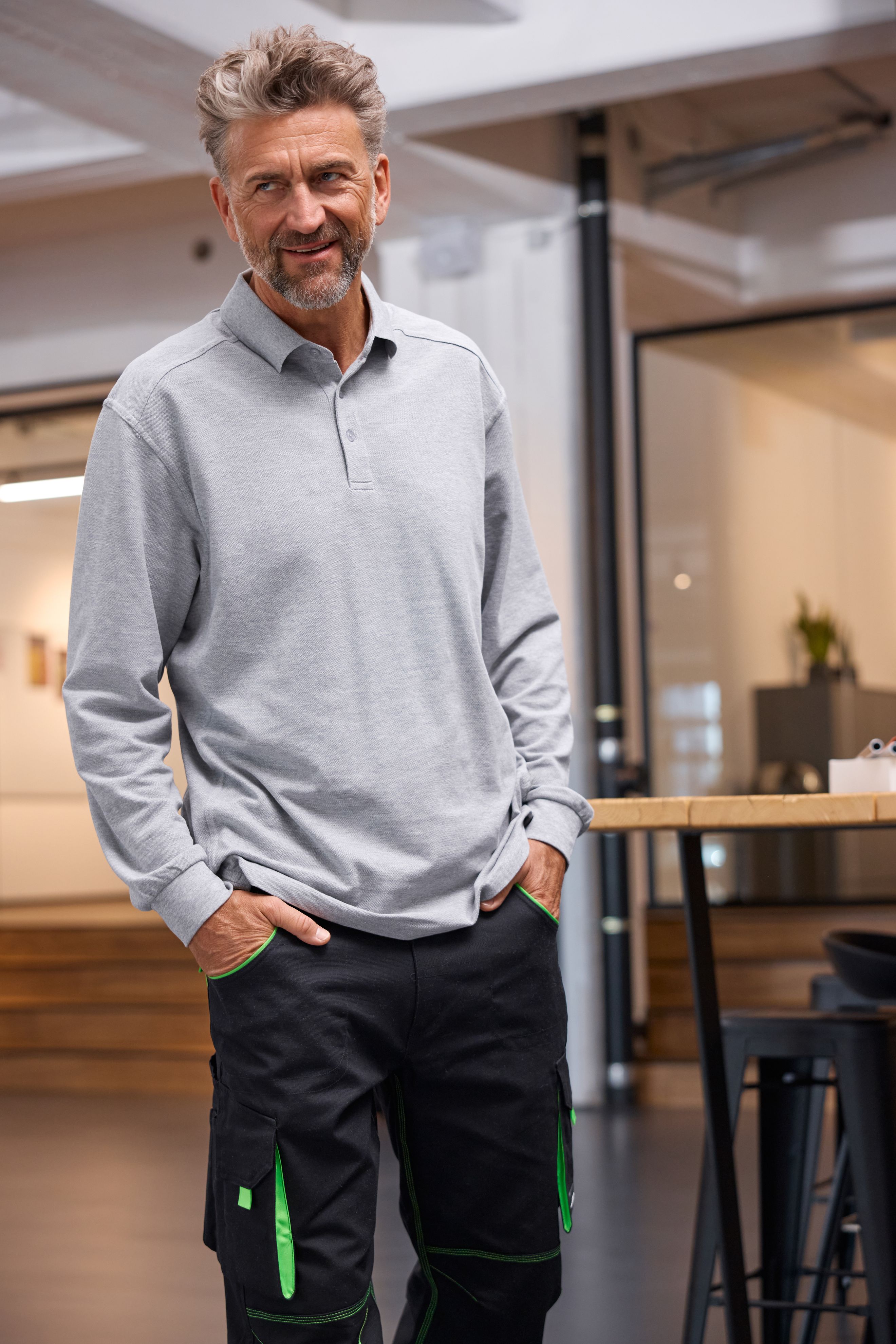 Men's Workwear-Long-Sleeved Polo OCS Blended