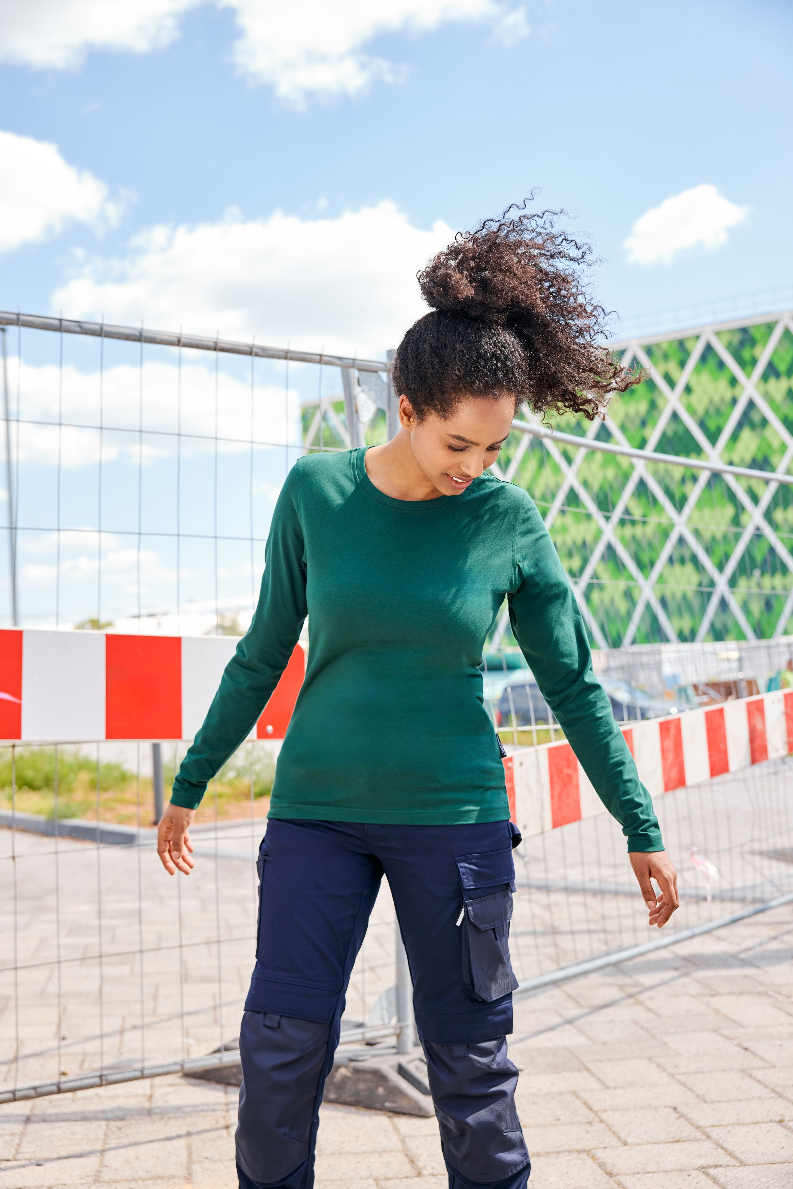 Ladies' ORGANIC Stretch-Longsleeve Work - SOLID - OCS Blended